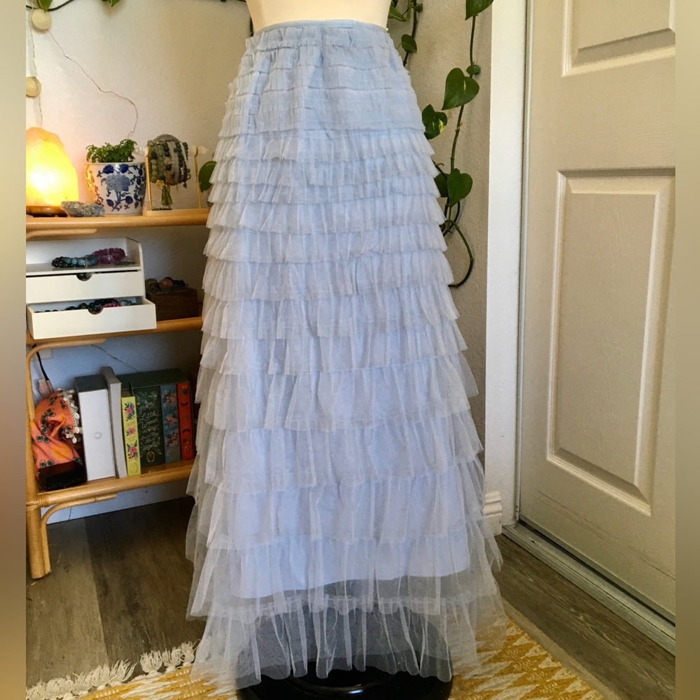🦋CITY CHIC New Without Tags Light Blue Pastel Tiered Tulle Maxi Skirt🦋